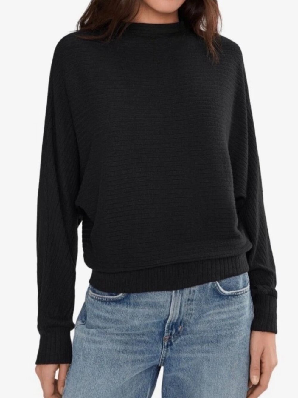 Madewell Aurora Black Long Sleeve Cozy Ribbed Sweater XS NWT